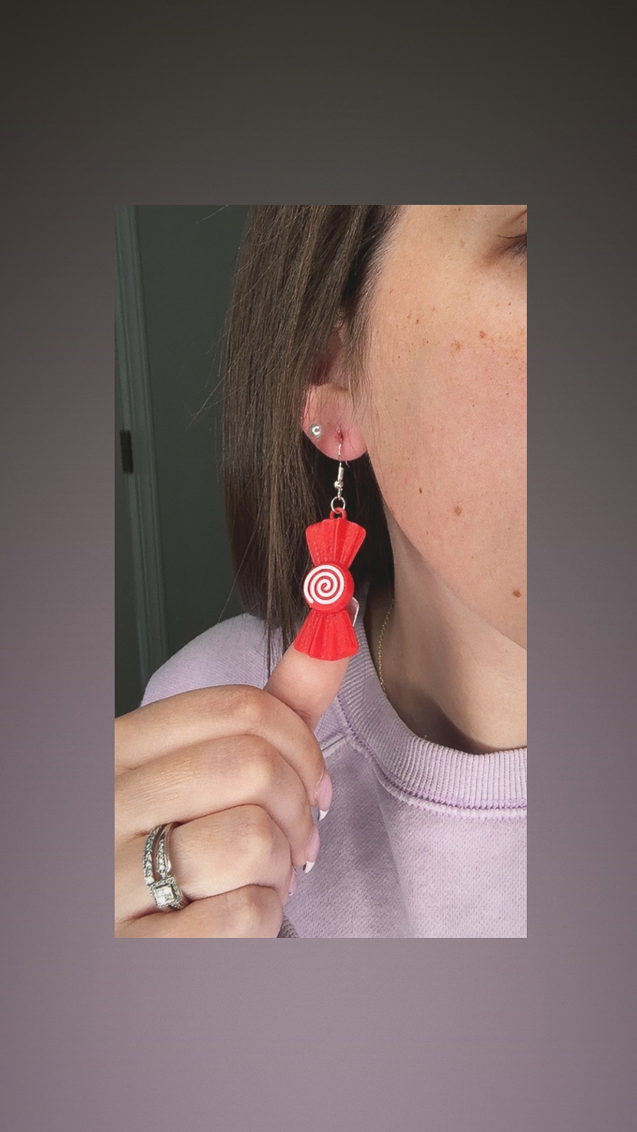 Red Swirl Candy Earrings