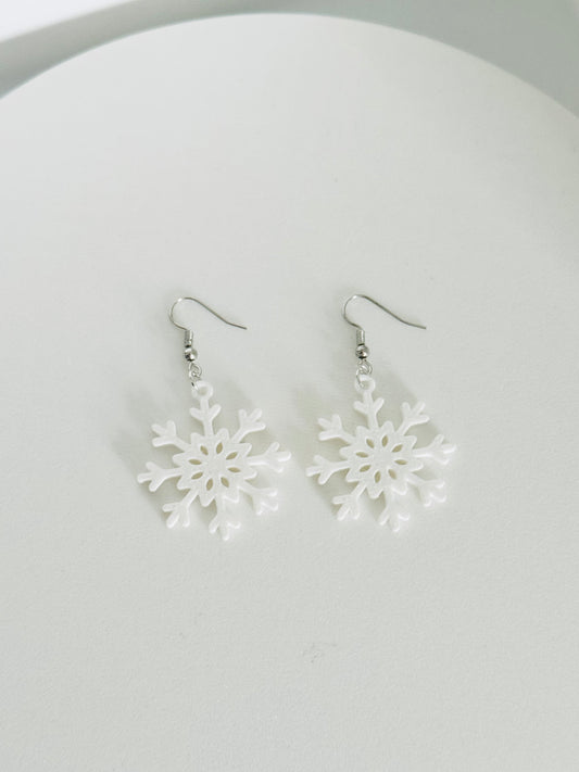 White Snowflake Earrings