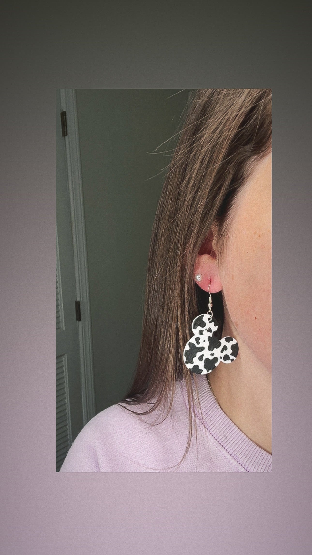 Cow Print Mickey Earrings
