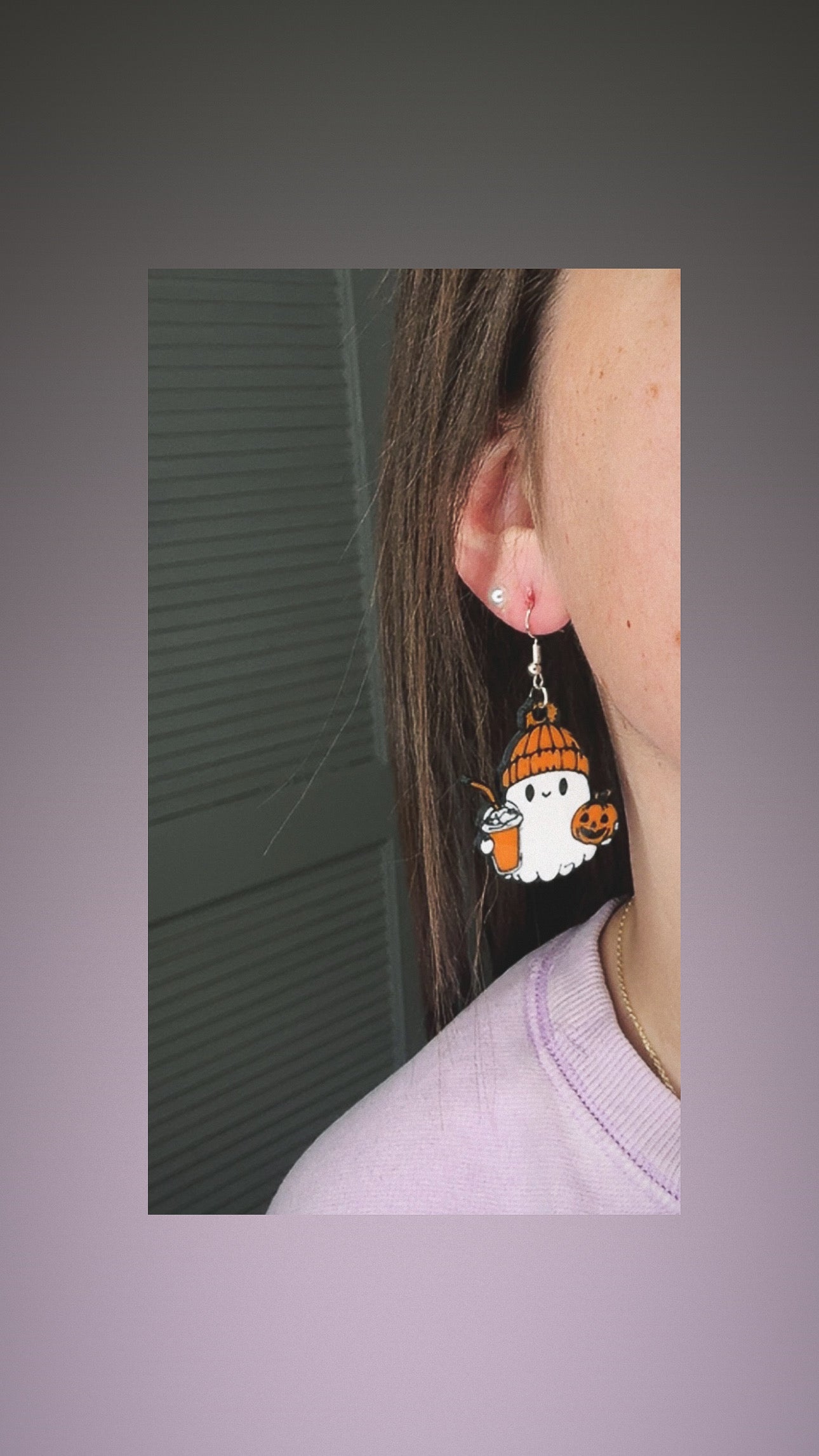 Ghost Holding Coffee Earrings