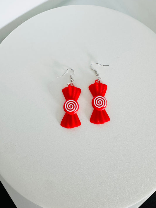 Red Swirl Candy Earrings