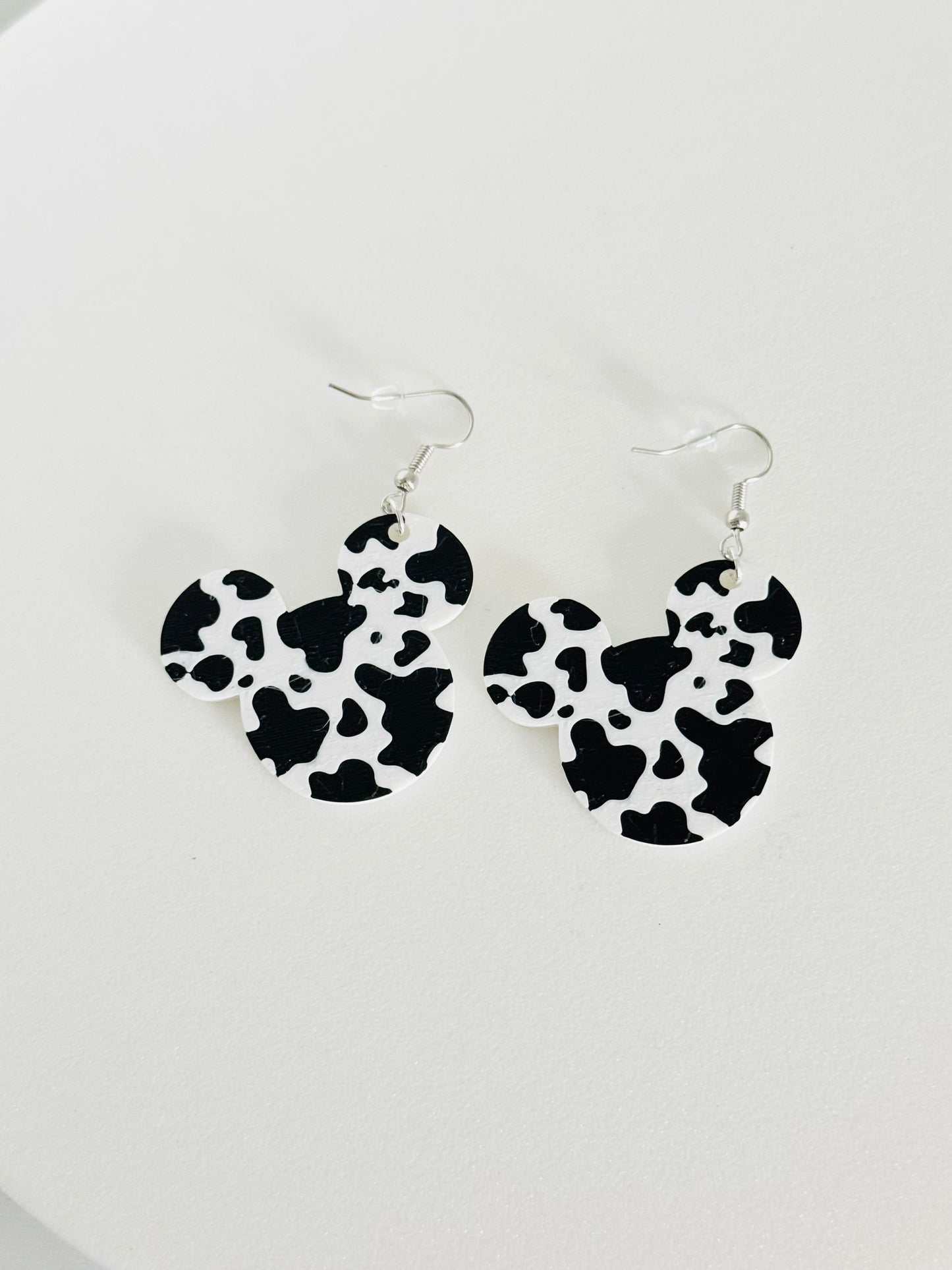 Cow Print Mickey Earrings