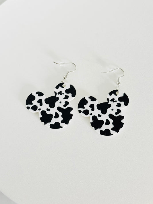 Cow Print Mickey Earrings