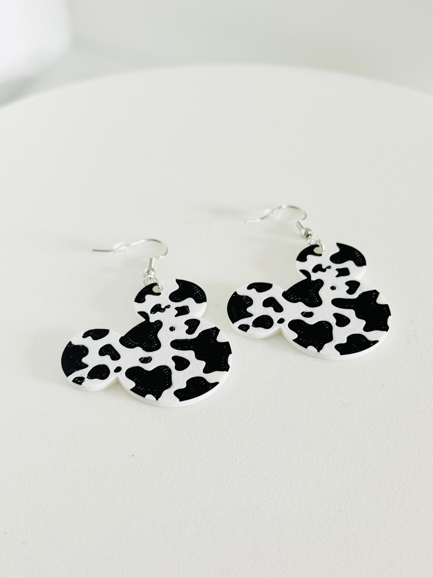 Cow Print Mickey Earrings