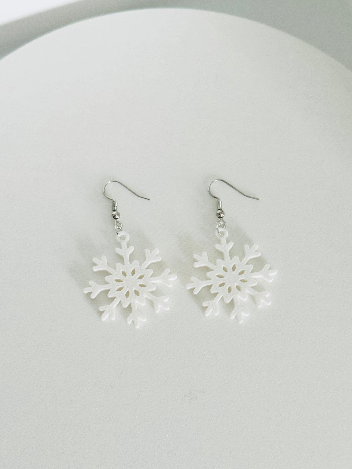 White Snowflake Earrings
