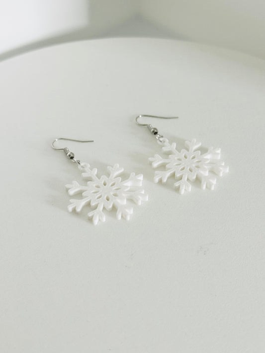 White Snowflake Earrings